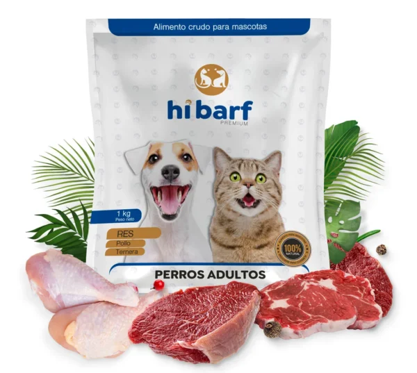Dieta para perros adultos de pollo, ternera y res