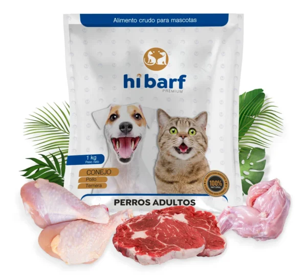 Dieta para perros adultos de pollo, ternera y conejo